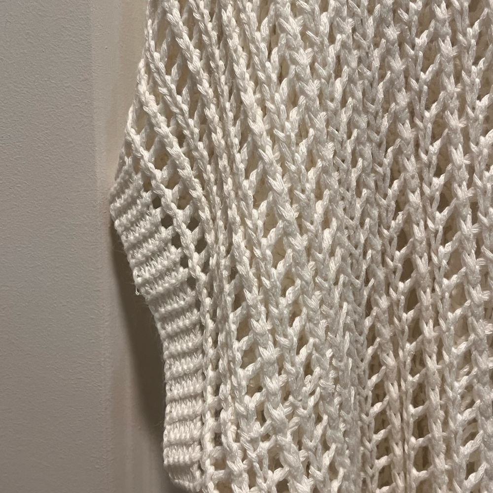 Dokotoo Cream Open Knit Crochet Sweater Boho Beach Cover - Picture 4 of 4
